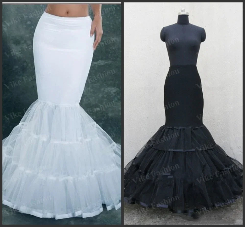 Black Mermaid Petticoat Wedding Dresses White Hoops Petticoat Crinoline Slip  Underskirt Girl Crinoline Bridal Accessories