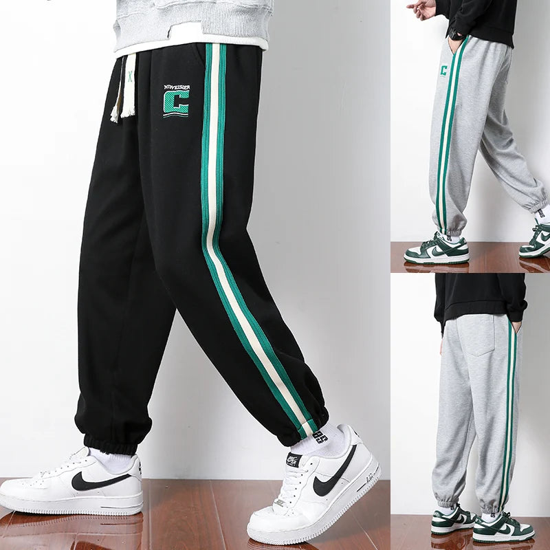 Men Long Pants Autumn and Winter Mens Casual Sweatpants Soft Sports Pants Jogging Pants Black Grey Color M-8XL YBG60