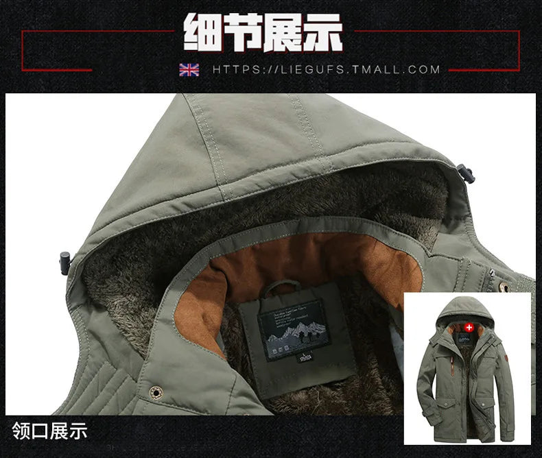 Mens Padded Clothes Velvet Thickened Winter Loose Casual Middle-aged Multi-bag Padded Jackets Cold-resistant Padded Clothes