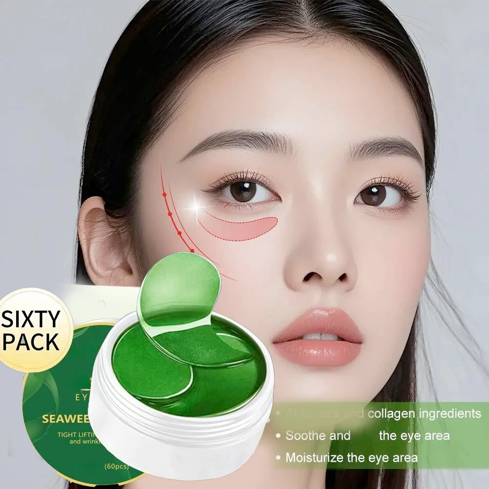 60pcs seaweed hyaluronic acid eye mask to remove dark circles collagen eye patch facial care products