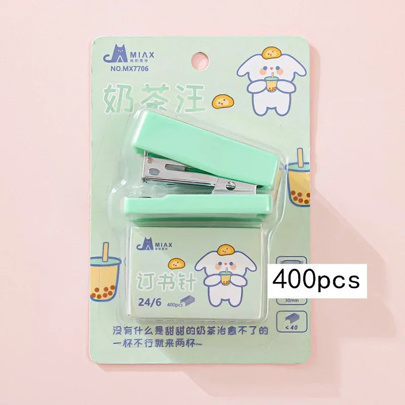 Mini Stapler Set with Staples Cute Rabbit Bear Paper Binder Stationery Office Binding Tools School Supplies