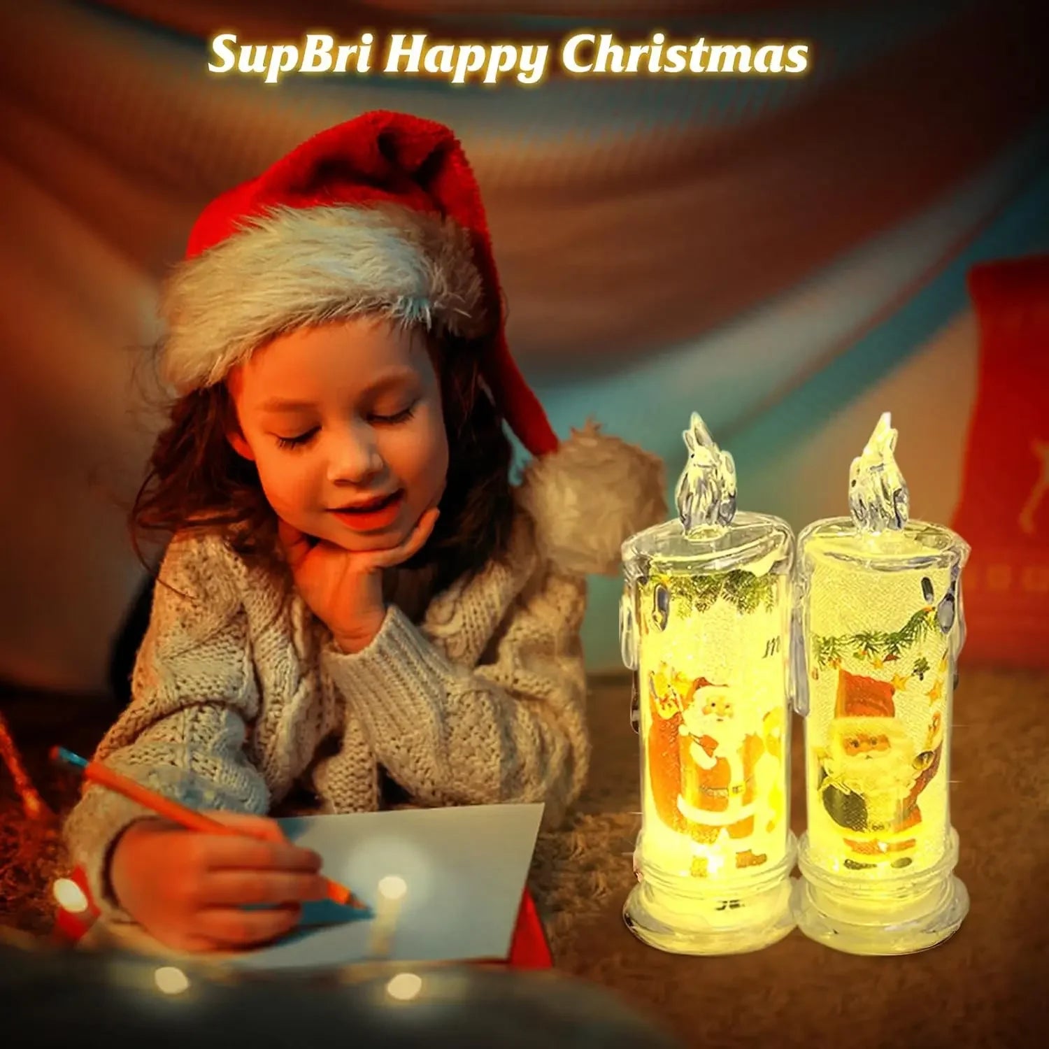 1-5PCS Flameless LED Christmas Electronic Candle Realistic Dripping Tears Santa Claus Snowman Ornaments Holiday Decorative