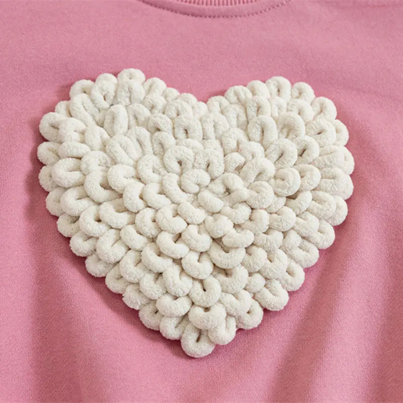 Girls T-shirts 2023 Autumn Winter Sweater for Kids 3D Love Children Sweatshirts Toddler Pullover Long Sleeve Baby Tops Outfits