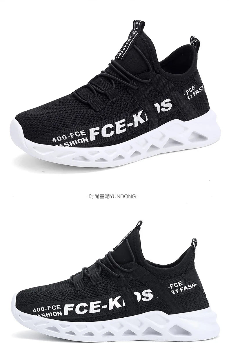 Kids Casual Low Top Lace Up Sneakers Boys Girls Breathable Lightweight Anti Slip Outdoor Walking Children Sports Running Tennis