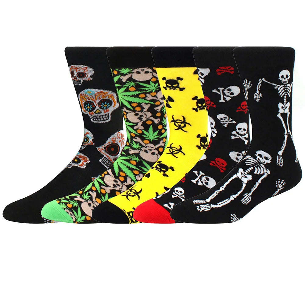 5 Pairs New High Quality Combed Cotton Men Socks Women Happy Fashion Novelty Skateboard Crew Casual Funny Socks for Men