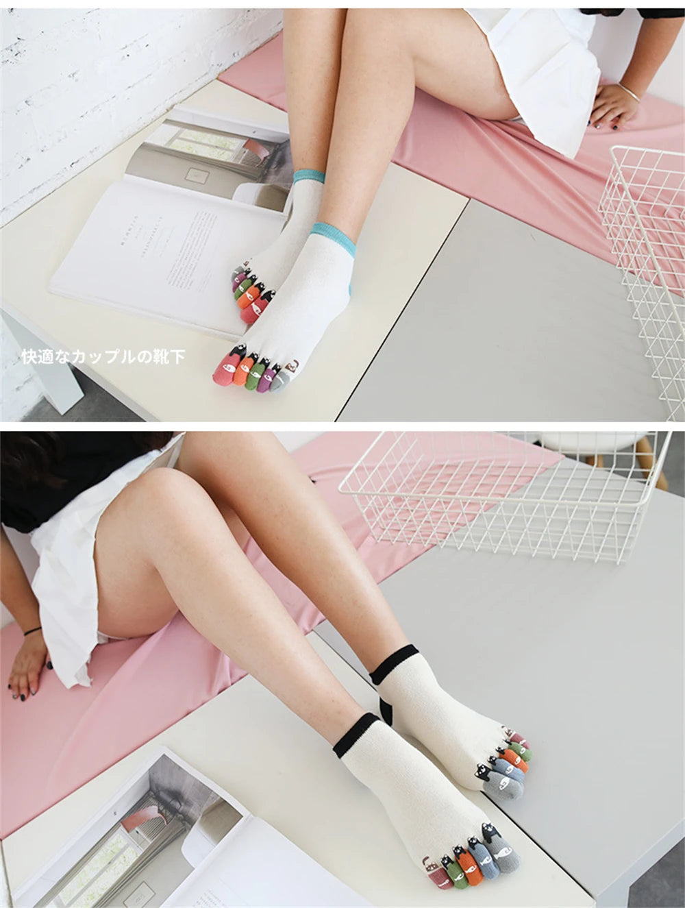 New Chic Funny Cute Cat Fish Colored Five Fingers Split Toes Socks Soft Cotton Christmas Sweet Gift Sokken Dropship