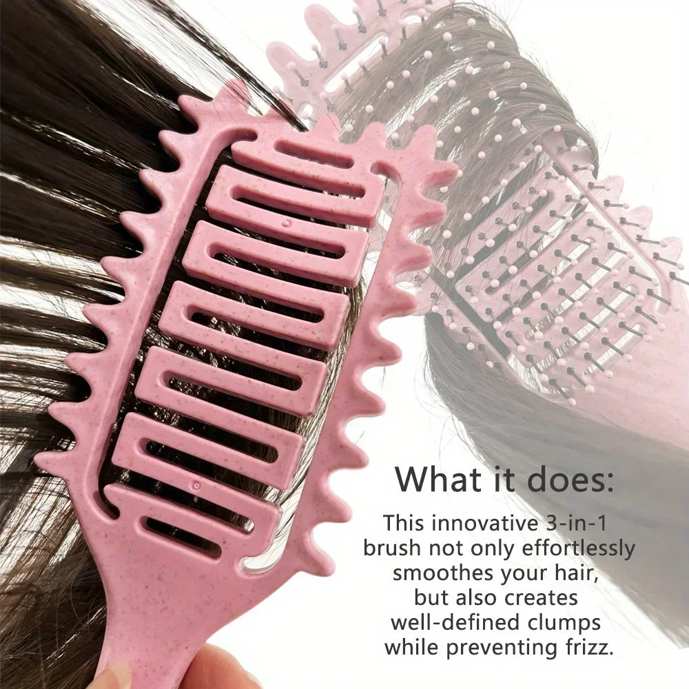 Curl Define Styling Brush Hollow Boar Bristle Detangling Hair Brush Tangled Hair Comb Shaping Defining Curls Styling Tools