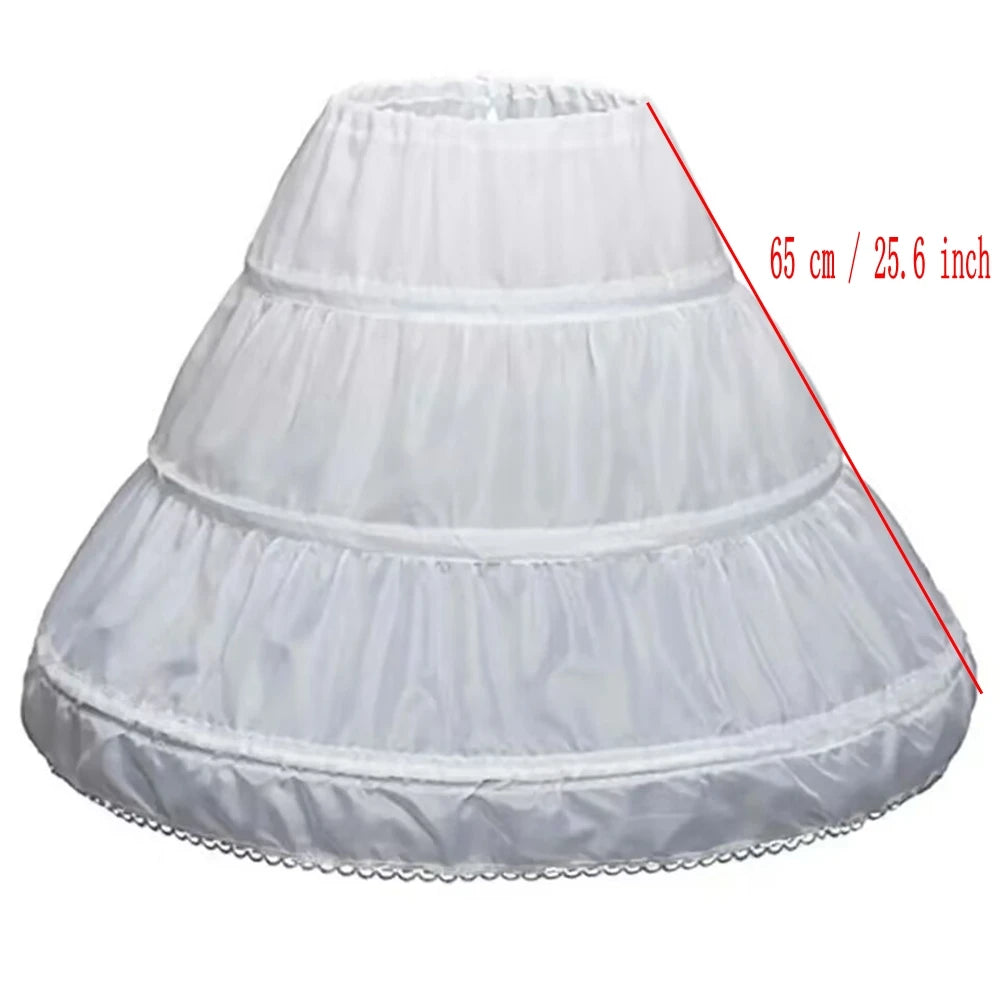 Girls Crinoline Petticoat with hoop Under skirt Short White Underskirt A-line Ball Gown Petticoats