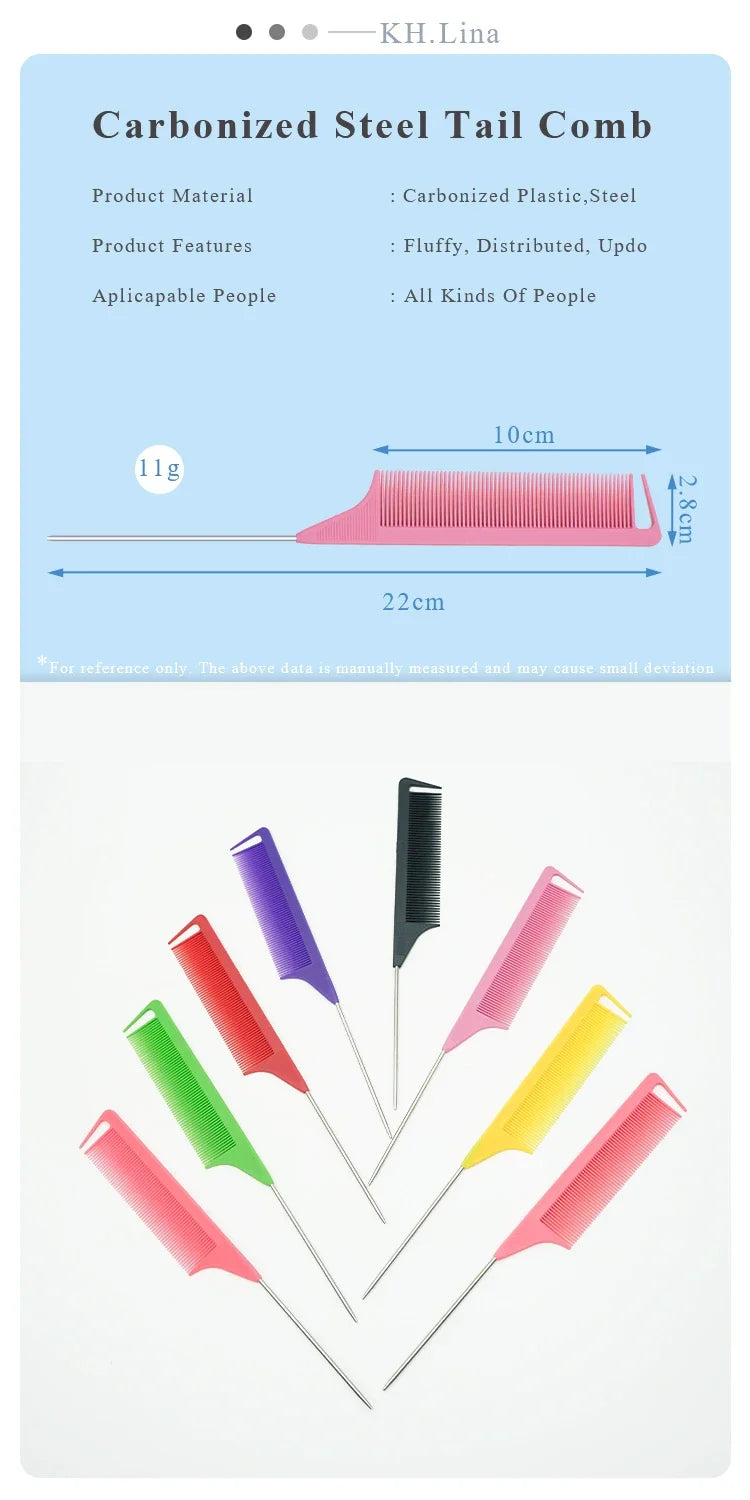 Tail Combs Barber Accessories Pro Pointed Tail Salon Hairdressing Hair Styling Anti-static Comb Hair Brush Steel Needle Pin Rat