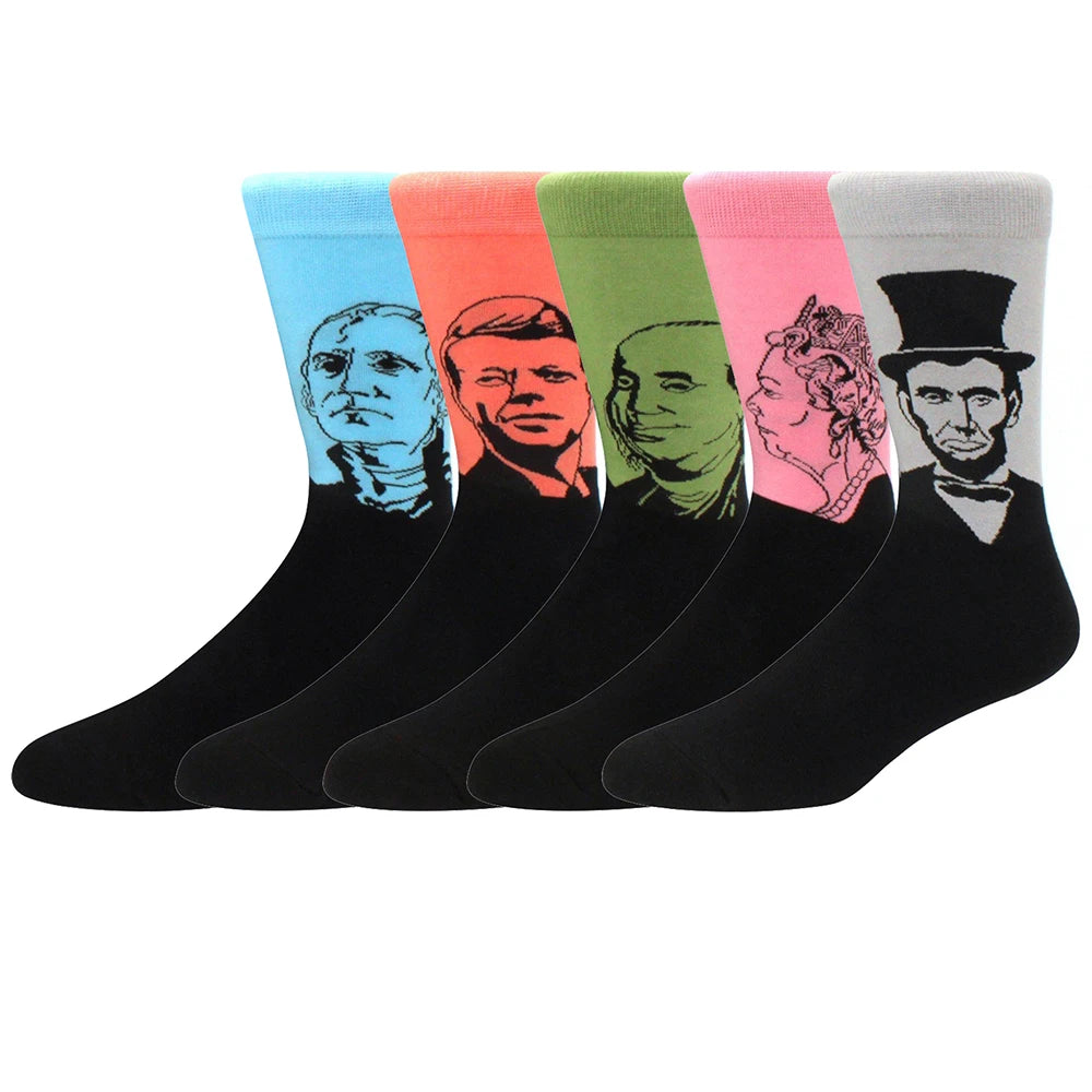 5 Pairs New High Quality Combed Cotton Men Socks Women Happy Fashion Novelty Skateboard Crew Casual Funny Socks for Men