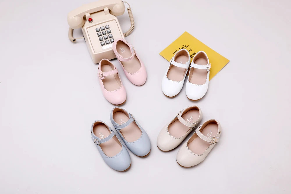 AS New Kids Shoes Children Beige Shoes Baby Boys Leather Shoes Toddler Princess Flats Girls Oxford Fashion Platform Mary Jane