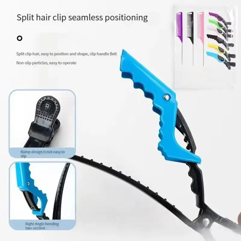 9PCS Alligator Clips and Steel Pins Pointed Tail Picking Comb Heat-resistant Anti-static Supplies Professional Hairdressing