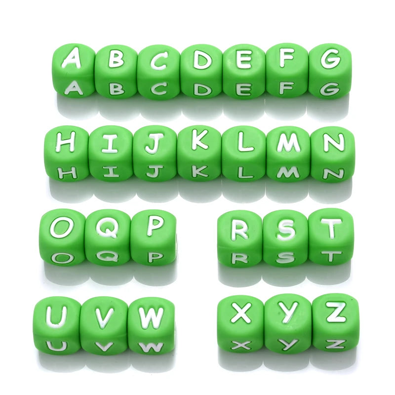 Clearance_12mm 26Pcs Silicone Letter Beads 15 Colors Colorful Alphabet Silicone Chewing Bead for Pacifier Clip Chain Not Choose