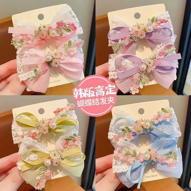2Pcs/lot Baby Mini Hair Bows Hair Clips Cotton Soft Hairpin for Girl Cheer Bowknot Barrettes Children Headwear Hair Accessories
