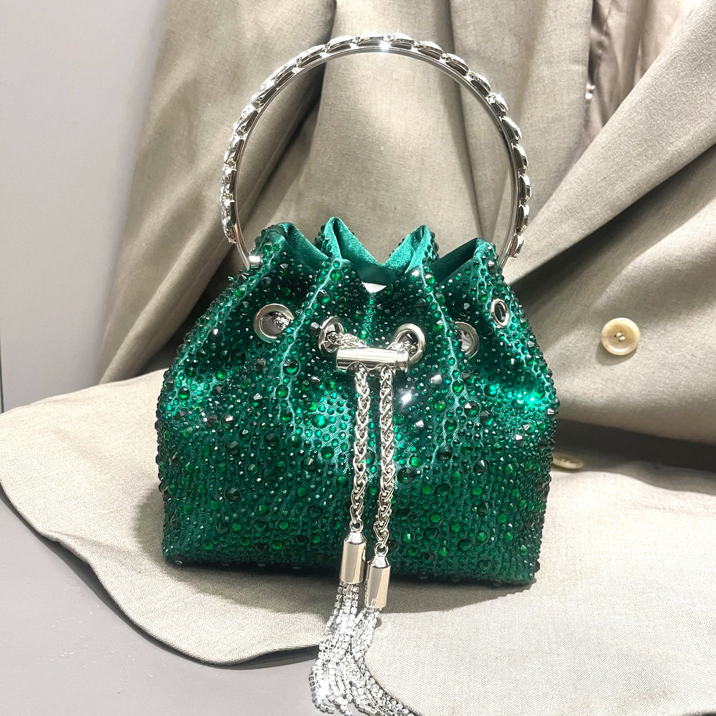 Handle Rhinestones Evening clutch Bag Purses and handbag luxury Designer shoulder bag Shiny Crystal Clutch purse bucket bag