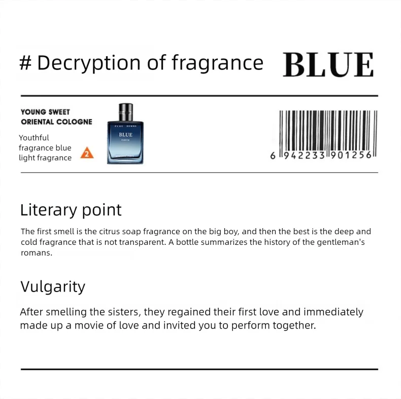 Man Perfumes Classic Pure BLUE Black EAU DE PARFUM Pheromone Perfume Azure Fragrance Body Spray for Men Gentlemen Attract Women