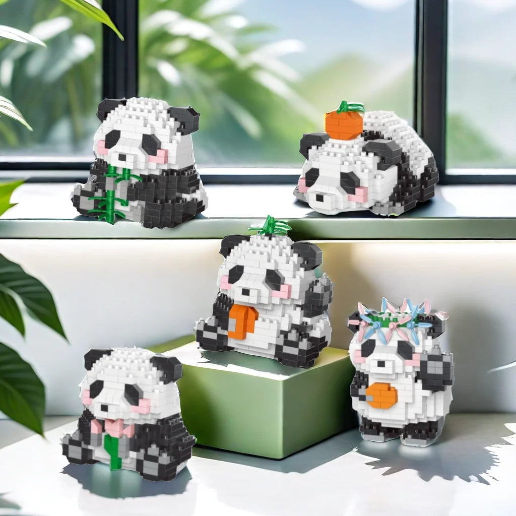 Adorable Panda-Shaped Building Blocks Toy Set: Ideal Desktop Decoration, Holiday Gift, Panda Lover's Delight, Joy for Children