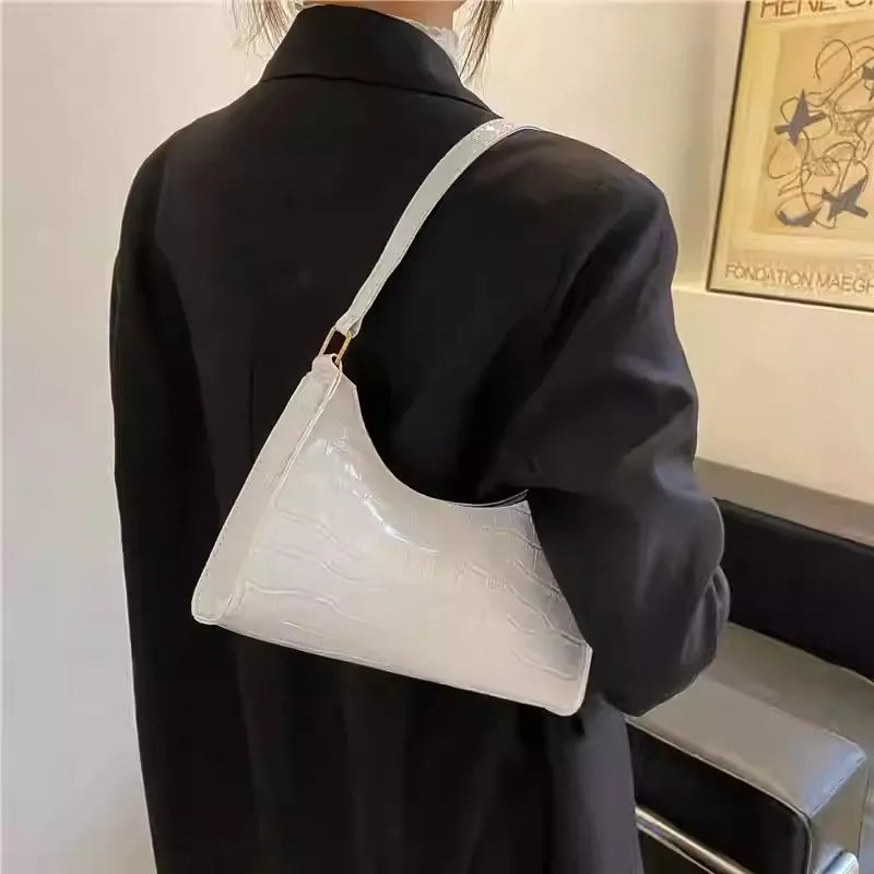 Fashion PU Leather Bags for Women Alligator Pattern Armpit Handbag Female Small Underarm Messenger Bag Purses and Handbags