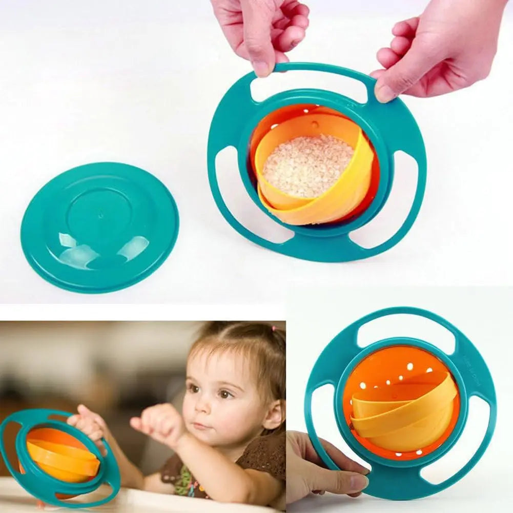 Magic Gyro Bowl 360 Degree Rotate Spill-Proof Bowls with Lid Plastic Creative Dishes Practice Feeding Bowls For Toddler Baby Kid