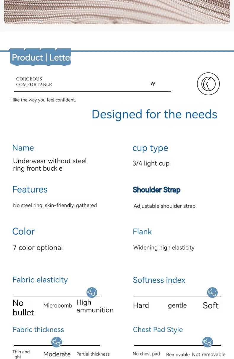 New Front Button Type Sexy Brassiere Anti-sagging Gathered No Steel Ring Ladies Mother Large Size Thin Section Underwear Bra