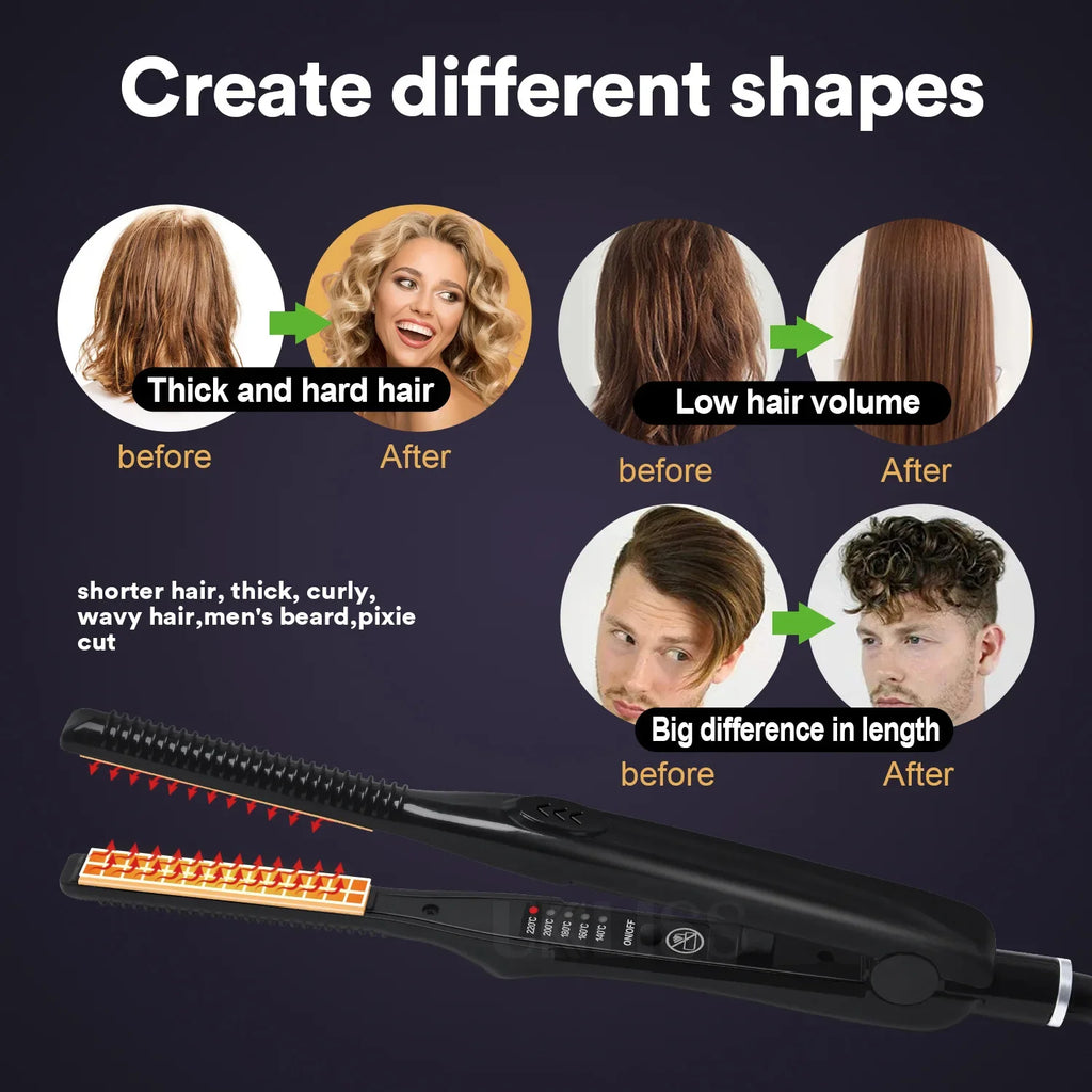 2-in-1 Professional Hair Straightener and Curling Iron Mini Ceramic Straightener with Adjustable Temperature Small Flat Iron