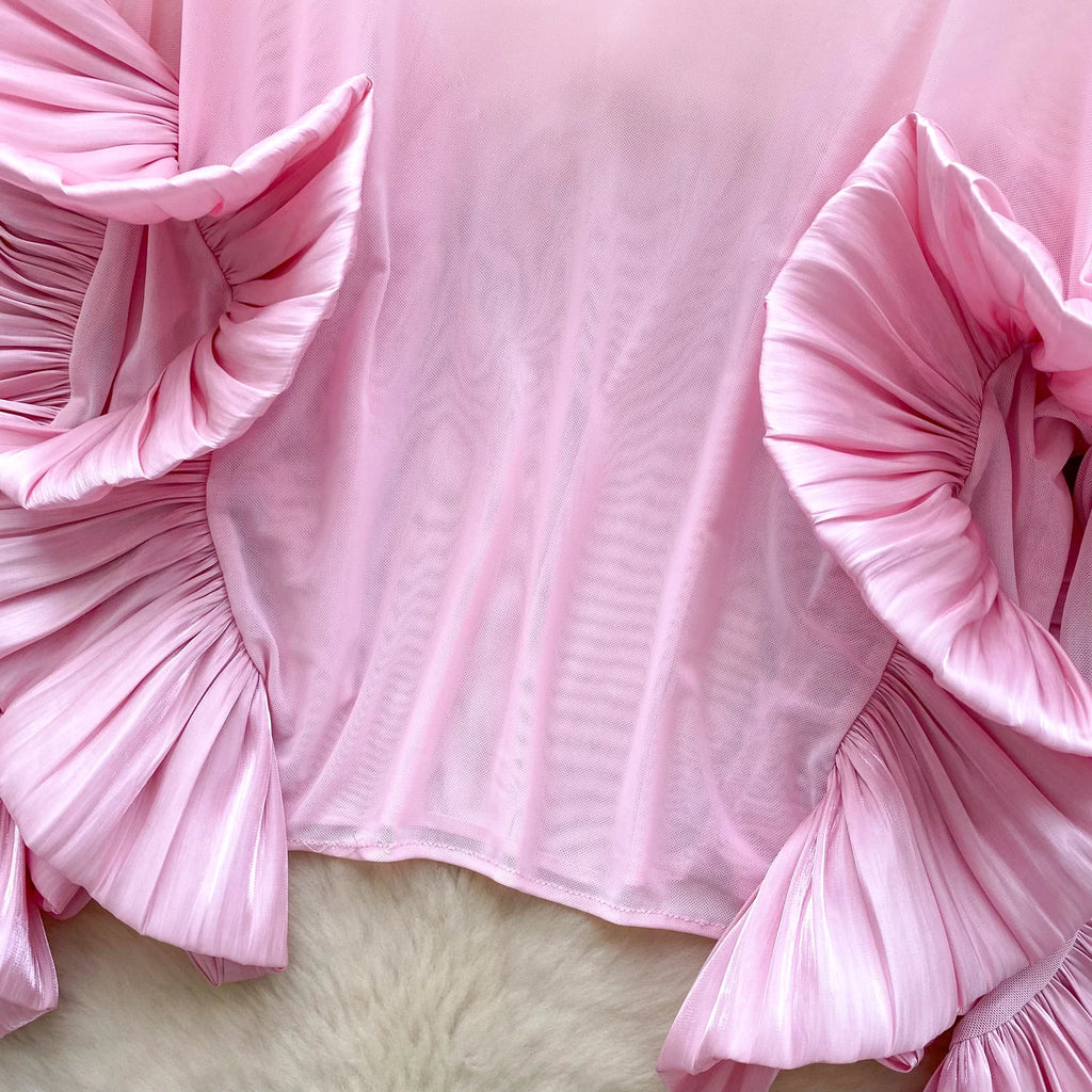 SINGREINY Autumn Ruffles Party Blouses Female O Neck Long Sleeves Temperament Mesh Shirts Women Senior Sheer Loose Thin Tops