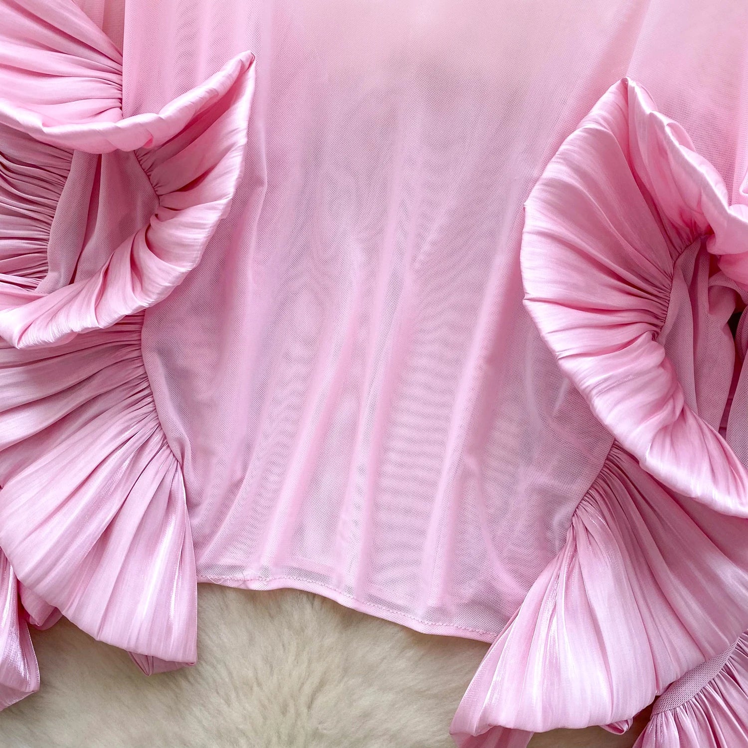 SINGREINY Autumn Ruffles Party Blouses Female O Neck Long Sleeves Temperament Mesh Shirts Women Senior Sheer Loose Thin Tops