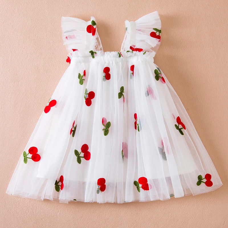 Toddler Girls Princess Dress Children Rainbow Sleeveless Tulle Dress Summer New Baby Birthday Party Vestido Sweet Casual Clothes