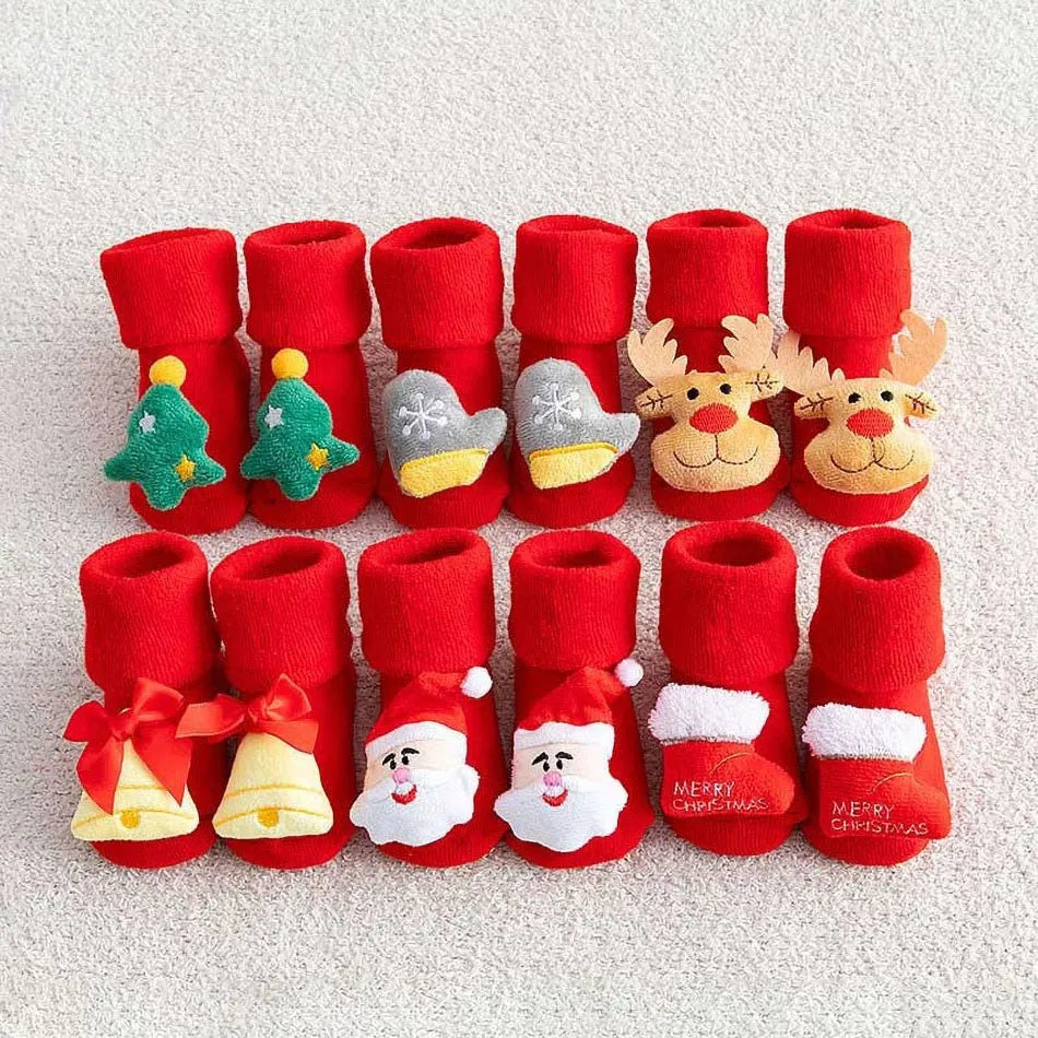 0-3 Years Children Clothing Accessories Infant Non-Skid Anti-Slip Stuff Boy Girl Floor Warm Christmas Stockings Kids Socks