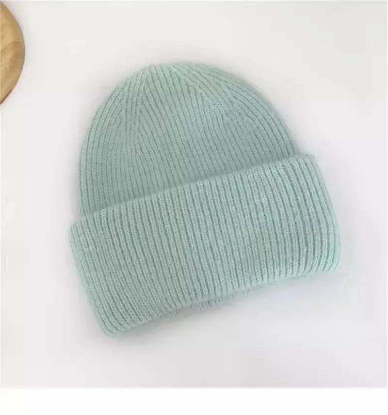 Women's Winter Hats Fashion Warm Bean Hats Solid Color Adult Hats Cute Knitted Hats Baotou Hats Autumn/Winter