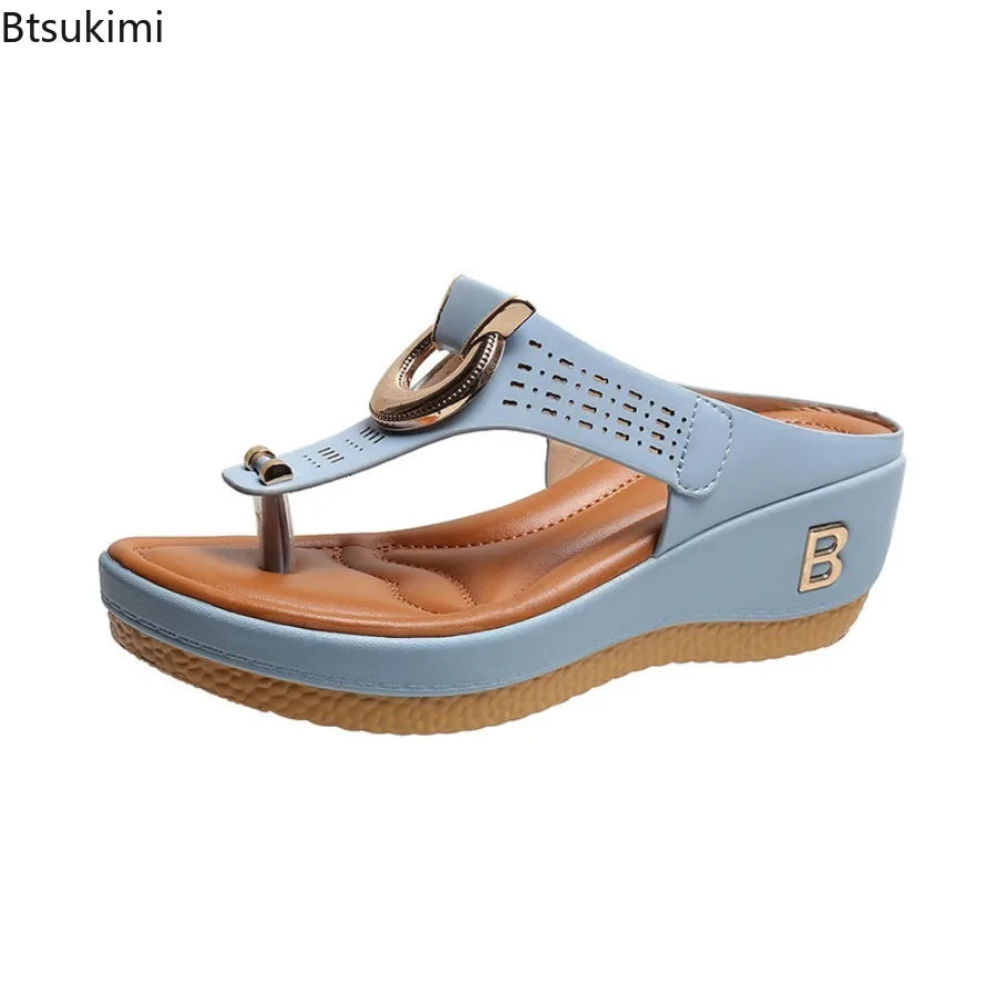 Summer Sandals Women 2026 Big Size Platform Sandals Wedges Flip Flops Shoes Comfortable Slippers Ladies Non-Slip Open Pantuflas