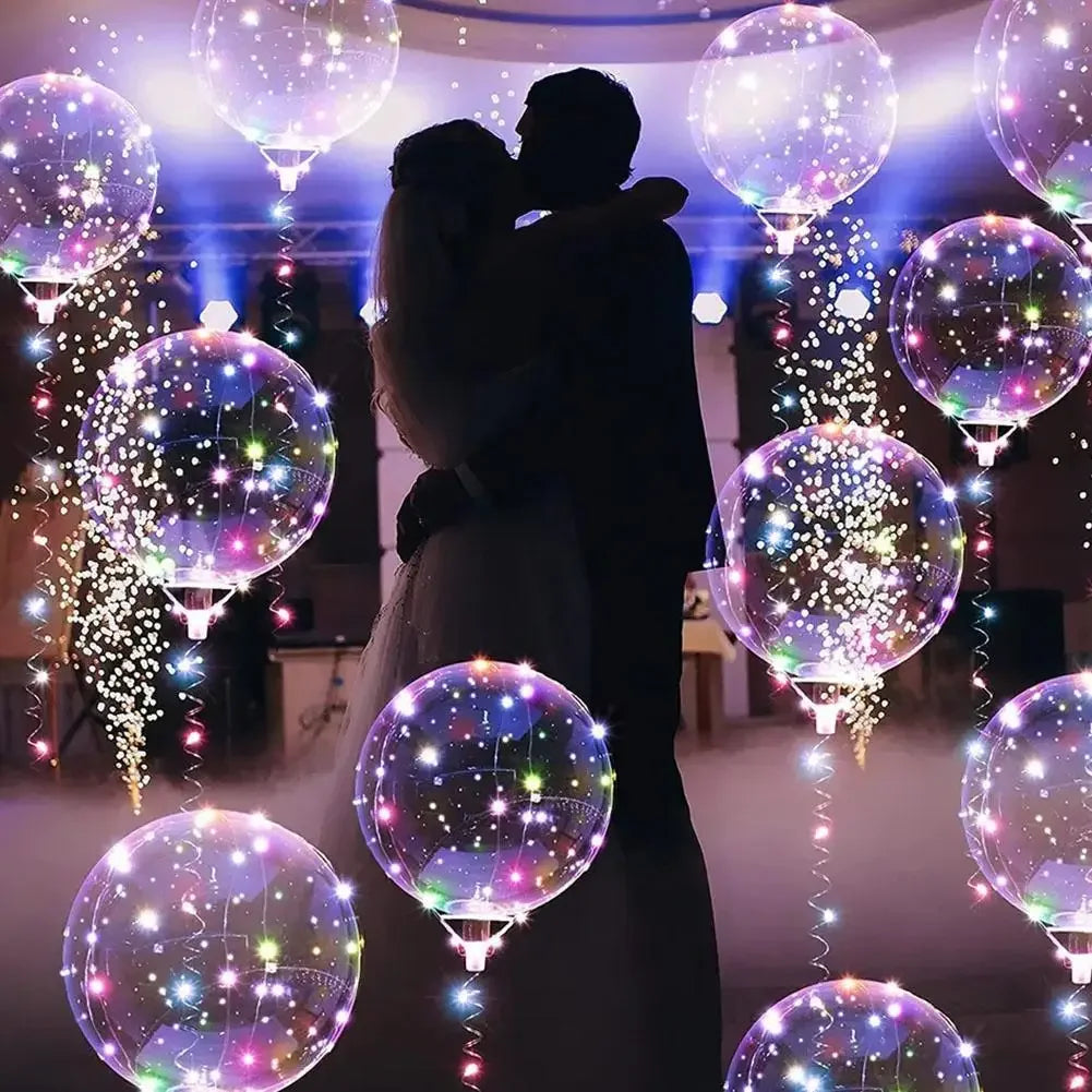 3Pcs LED Light Up Balloons Glow In The Dark Transparent Led Balloons for Weddings Birthdays Valentine's Day Party Festival Decor
