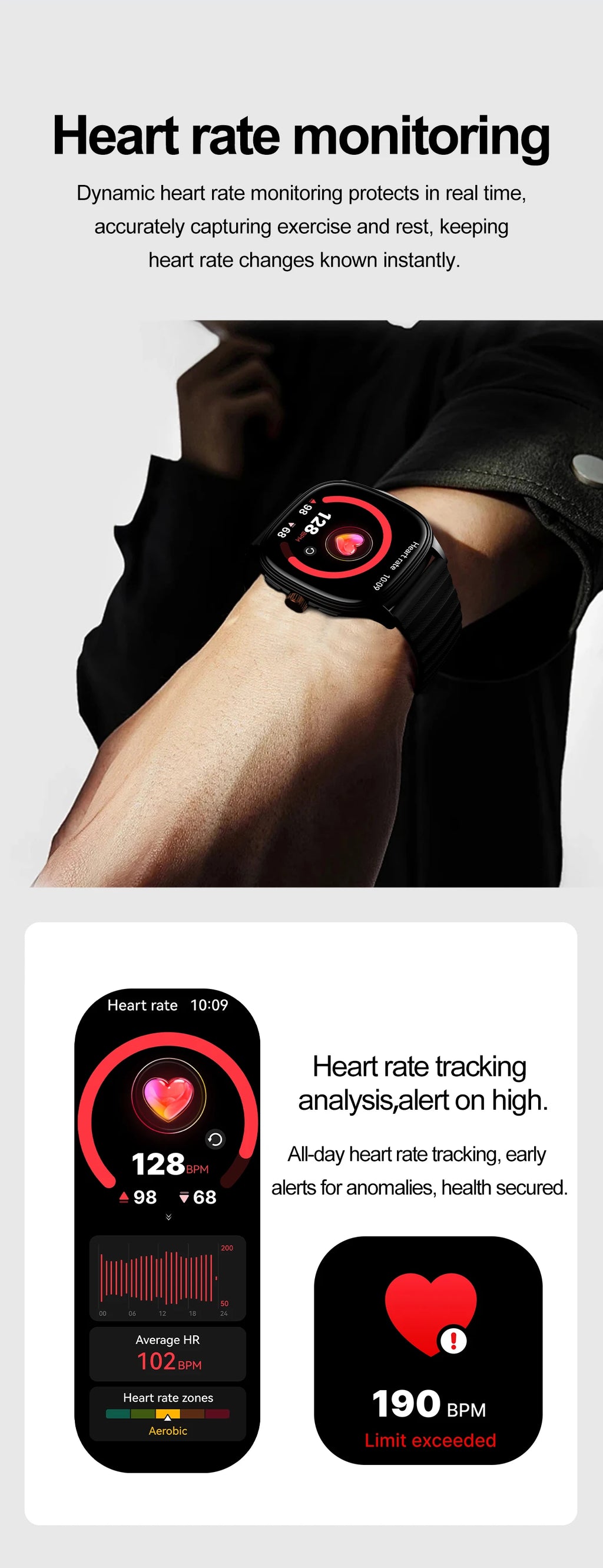 New Smart Watch 1.73" HD Screen NFC Voice Assistant Music Weather Sports Heart Rate High-precision Sensor Waterproof Smart Watch