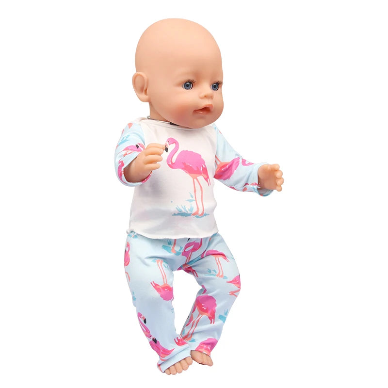 Doll Clothes Pajamas  For 43cm Baby New Born&American 18 Inch Girl Doll Unicorn Shark Cartoon Clothes Suit For Generation Doll