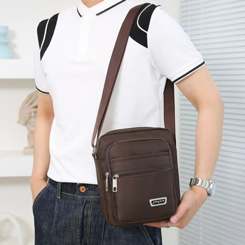 Men's Nylon Shoulder Bag Business Leisure Large Capacity Portable Handbag Multi Layer Waterproof Summer Male's Crossbody Bags