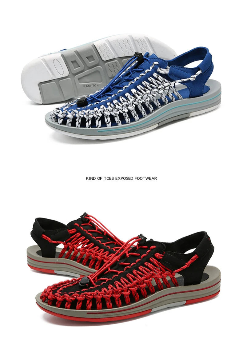 Summer Trend  Men Sandals Handmade Weaving Design Outdoor Beach Slippers Casual Flat Soft Bottom Couple Sandals Sandalias Hombre