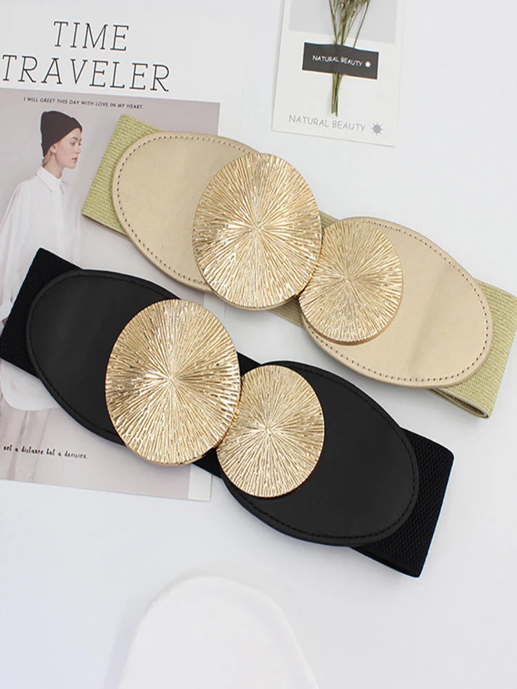 Wide Elastic Waist Belt Ladies Retro Fashion Stretchy Stylish PU Leather Waistband forClothing Accessories  Decoration