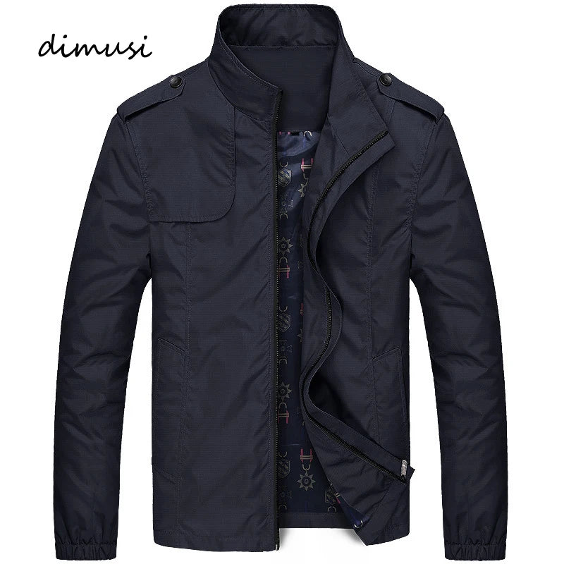 DIMUSI Men's Lightweight Coats Spring Autumn Man Waterproof Jackets Causal Men Stand Collar Windbreaker Camping Jacket Clothing