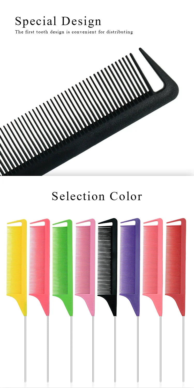 Tail Combs Barber Accessories Pro Pointed Tail Salon Hairdressing Hair Styling Anti-static Comb Hair Brush Steel Needle Pin Rat