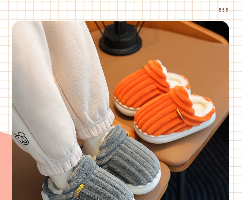 Winter children's cotton slippers for boys and girls, anti slip and warm bags, and parent-child fuzzy and plush home baby cotton