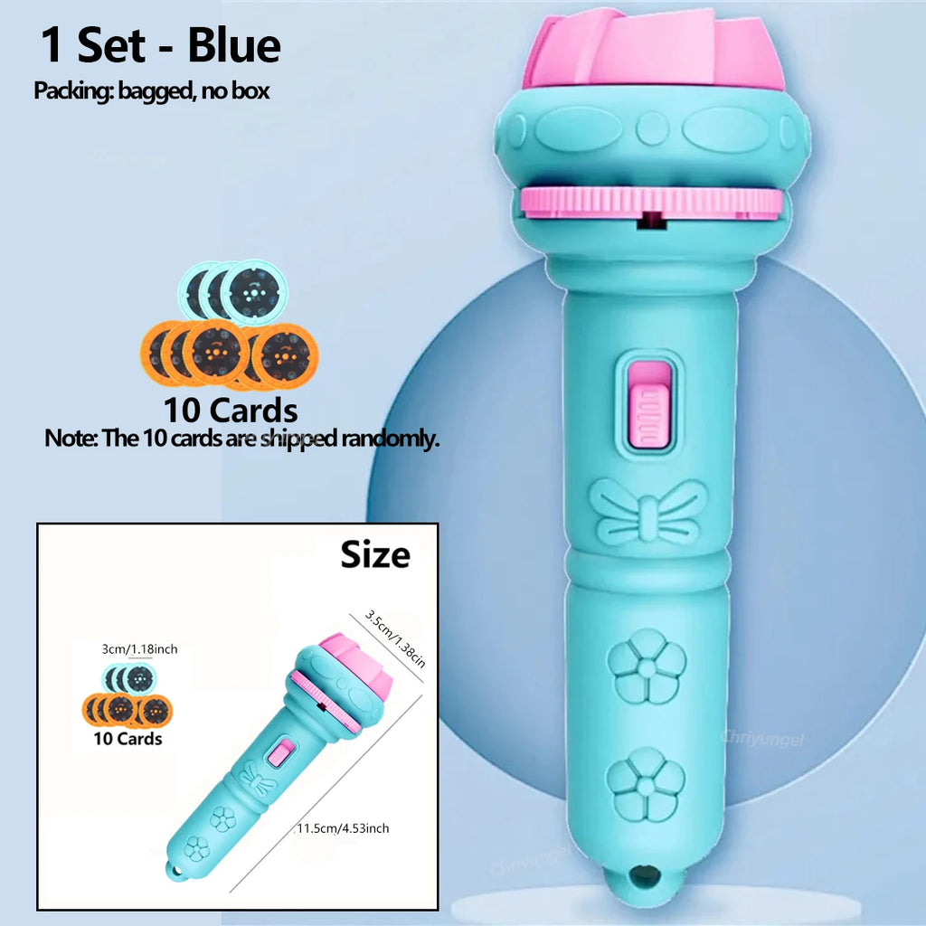 Kids Projector Flashlight with 10 Cards 80 Images Cartoon Night Light Projector Toy for Kids Bedtime Story Education Gift