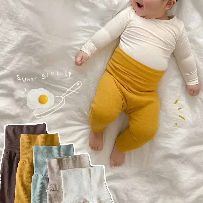 4991 Baby Pants 2024 Winter Spring Ins High Waist Belly Pants Infant Cotton Leggings Plus Velvet 2 Style Thick Pants