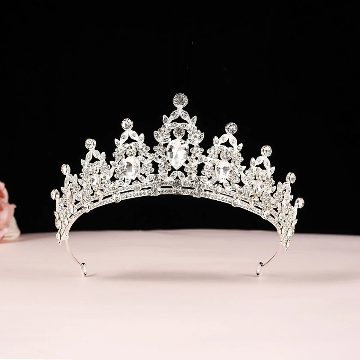 Wedding Hair Tiara Crystal Bridal Tiara Crown Silver Color Diadem Veil Tiaras Wedding Hair Accessories Headpieces Head Jewelry
