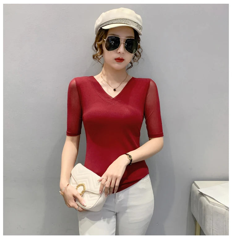 Women's Slim Fit V-Ne T-irt Me Inner Wear Top Spring Autumn Season Faionable Base irt Breathable Wear Resistant