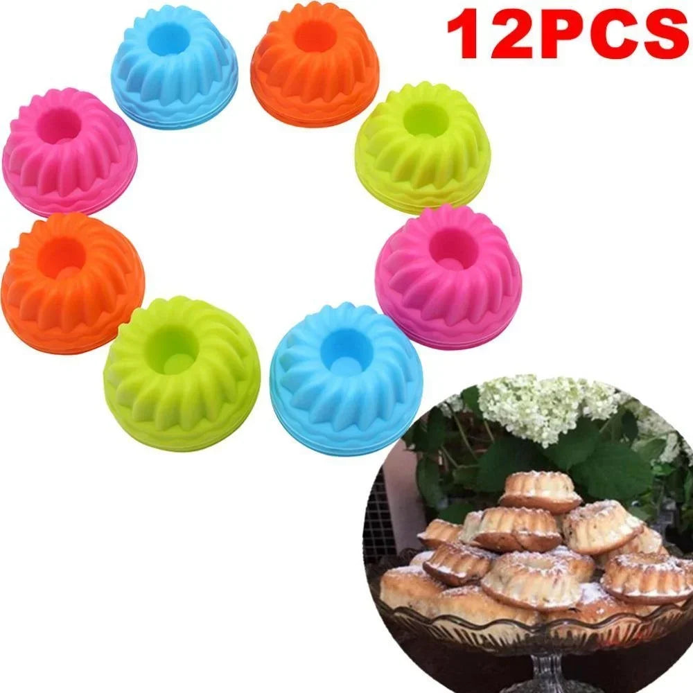 12 PCS/Set Baking Tools Cake Baking Jelly Mold Silicon Cupcake Pan Muffin Cup Форма Для Торта Molde De Torta