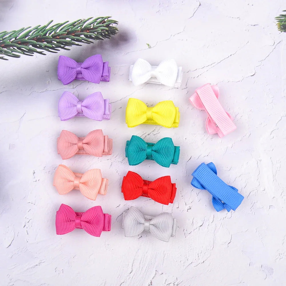 1.2 Inches Solid Colors Mini Hair Bows With Clip For Kids Girls Hairgrips Ribbon Covered Safety Bows Headwear Hair Accessories