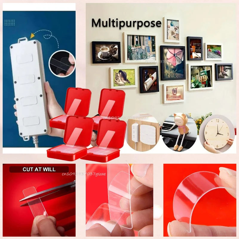 Double Sided Tape Strong Double Sided Adhesive Waterproof Removable Reusable Mounting Tape for Walls Wood Tile Plastic