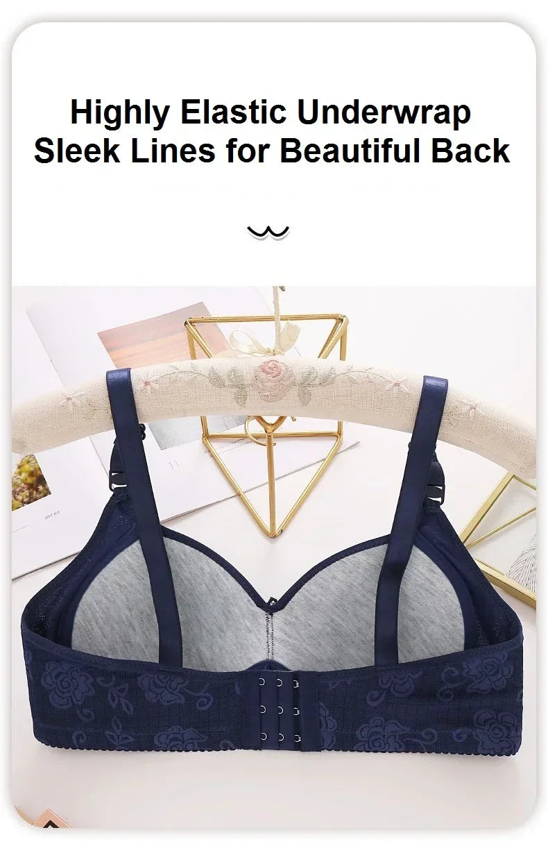 New Women Mom Bra Large Size Thin Cup Elderly Women Female Full-cup Brassiere Non-magnetic Non-steel Ring Ladies Mom Underwear