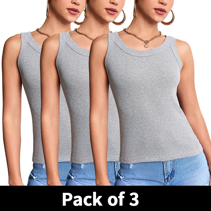 1/3 Pieces Four Seasons Thin Ladies Solid Color Joker Camisole Young Women Plus Size Comfortable and Sexy T-shirt Shirt Casual