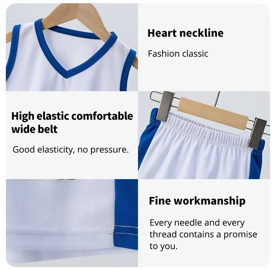 2/4Pcs Summer Children's Quick-drying Sports Suit Boys Casual Ball Sleeveless T-shirt Girls Joker Mixed Color Combination Shorts